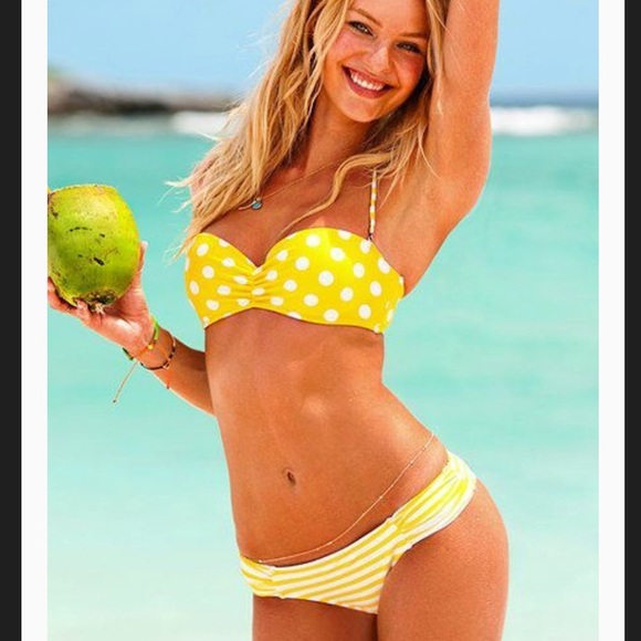 Victoria's Secret Other - Victoria Secret Yellow & White Polka Dot Bikini